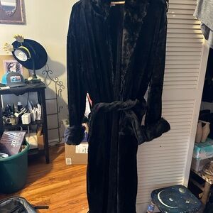 Luxurious Black Faux Fur Robe